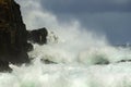 Huge waves crashing on the rocks Royalty Free Stock Photo